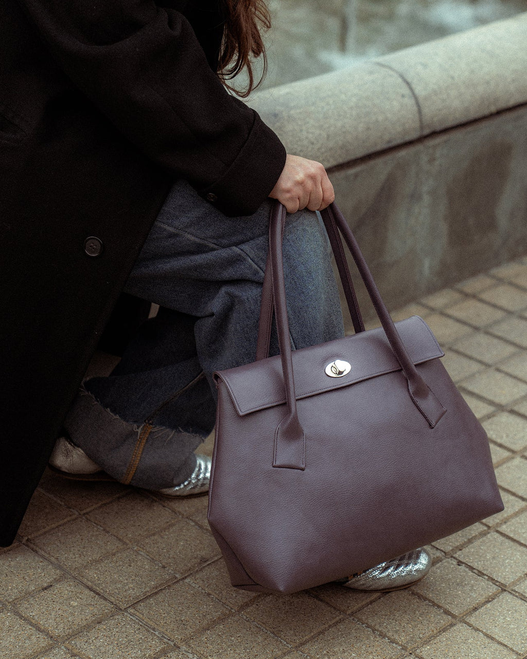 Nina Grande Cuerina Lila Gris