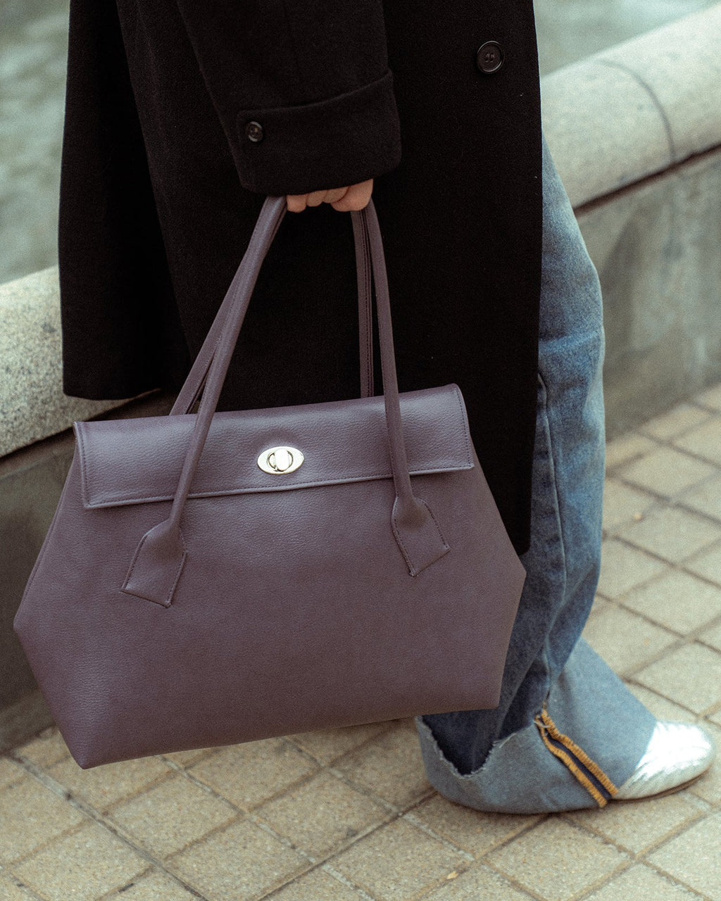 Nina Grande Cuerina Lila Gris